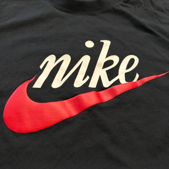 Nike Red Swoosh Logo Graphic Black T-Shirt Men’s Size XL - Picture 3 of 8
